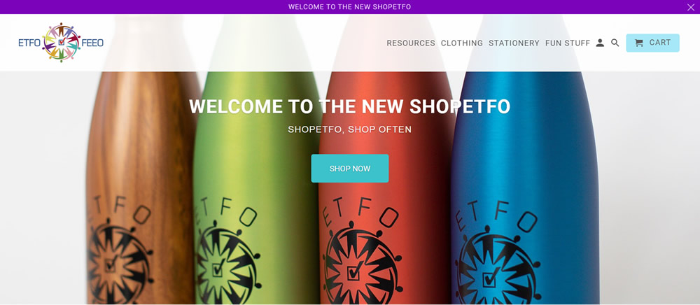 Screen capture: The new shopETFO